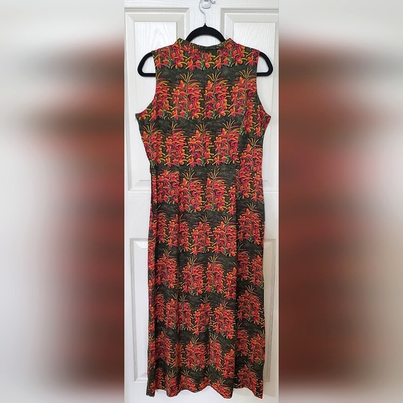 Avi Kahala Collection Hawaii Sleeveless Floral Rayon Dress Women's Size Medium - Picture 3 of 11